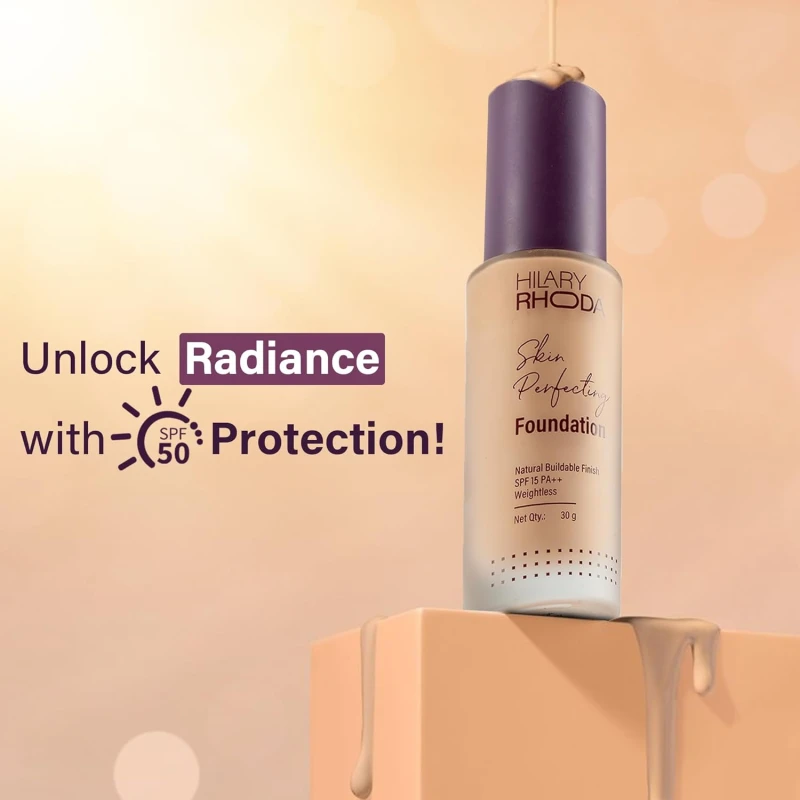 Hilary Rhoda Skin Perfecting Foundation | With SPF 15 | Super Matte Finish | Full Coverage | Oil-Control & Paraben-Free | 6 Shades | Conceals Fine Lines & Blemishes | 30g (Warm Almond| Shade 06) - Thumbnail 3